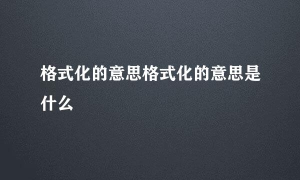 格式化的意思格式化的意思是什么