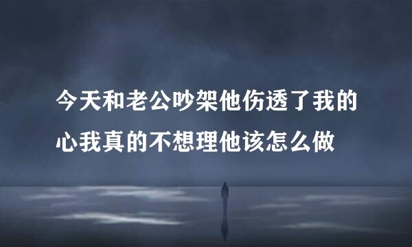 今天和老公吵架他伤透了我的心我真的不想理他该怎么做