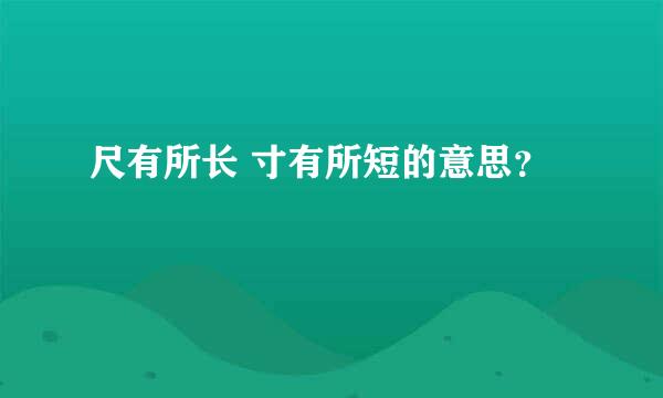 尺有所长 寸有所短的意思？