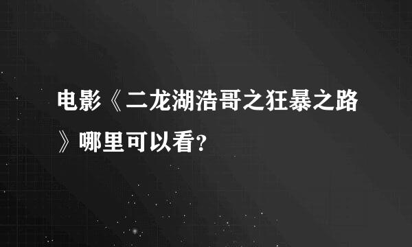 电影《二龙湖浩哥之狂暴之路》哪里可以看？