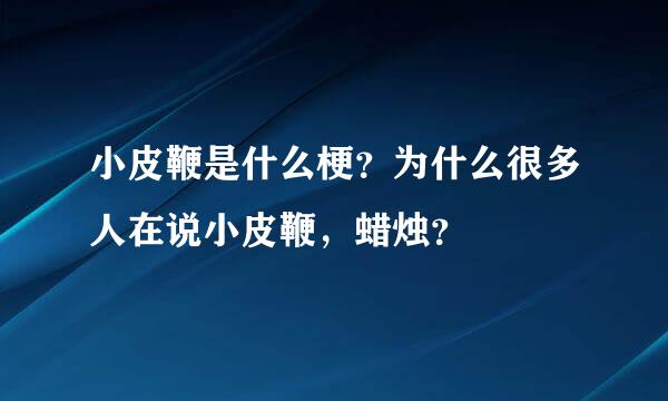 小皮鞭是什么梗？为什么很多人在说小皮鞭，蜡烛？