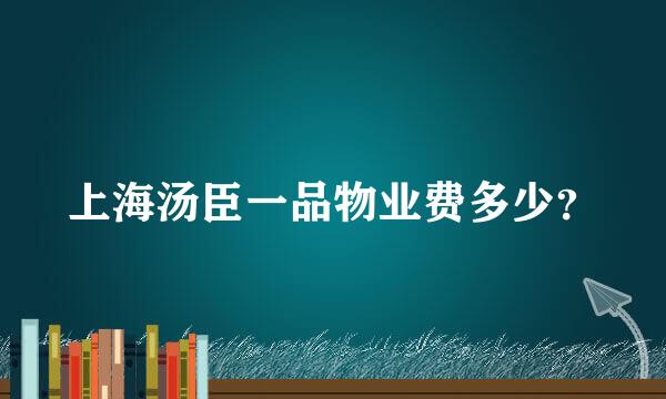 上海汤臣一品物业费多少？