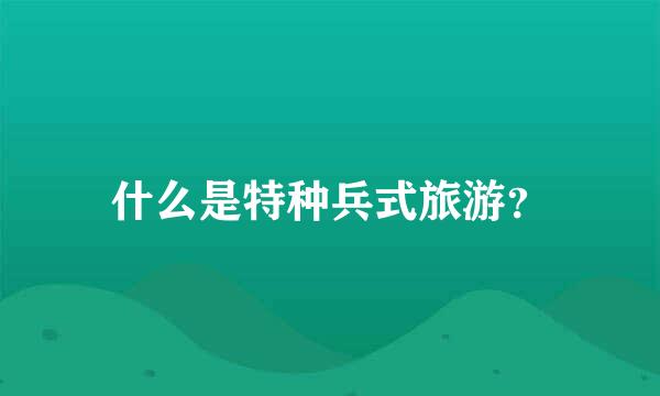 什么是特种兵式旅游？