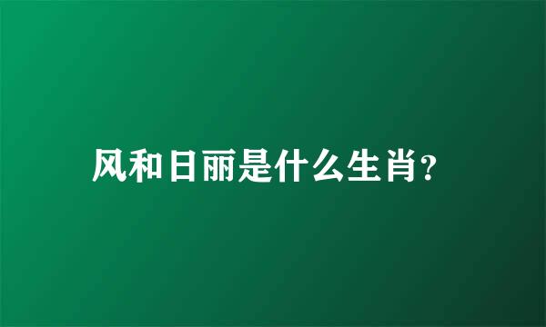 风和日丽是什么生肖？