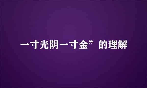 一寸光阴一寸金”的理解