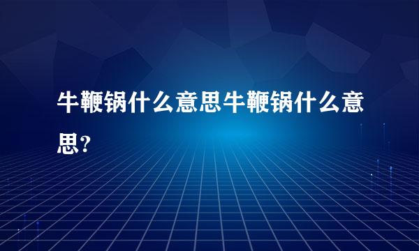 牛鞭锅什么意思牛鞭锅什么意思?