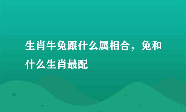 生肖牛兔跟什么属相合，兔和什么生肖最配