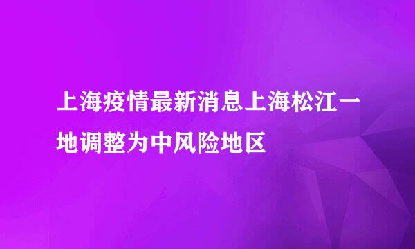 上海疫情最新消息上海松江一地调整为中风险地区