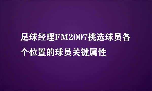 足球经理FM2007挑选球员各个位置的球员关键属性