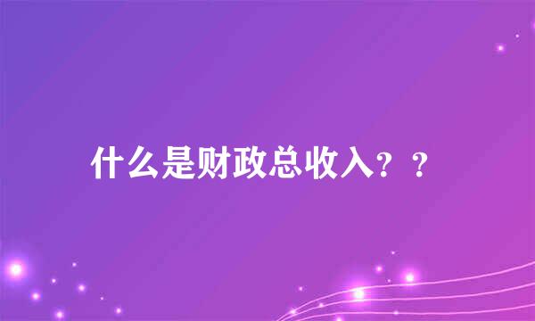 什么是财政总收入？？