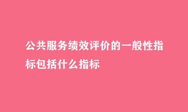 公共服务绩效评价的一般性指标包括什么指标