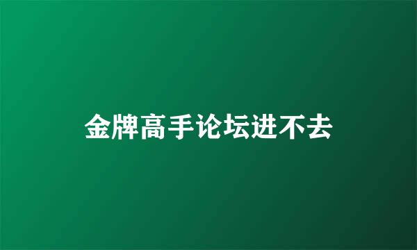 金牌高手论坛进不去