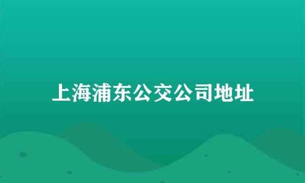 上海浦东公交公司地址