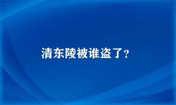 清东陵被谁盗了？