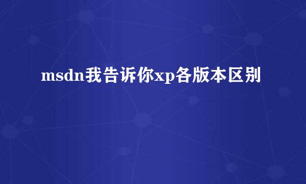 msdn我告诉你xp各版本区别