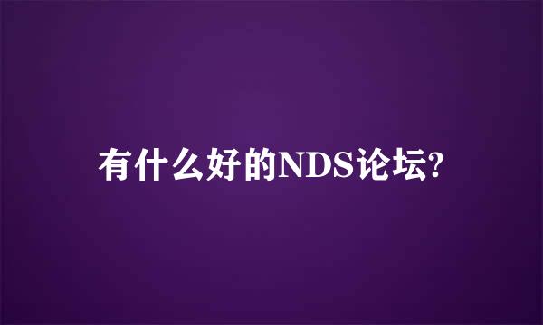 有什么好的NDS论坛?