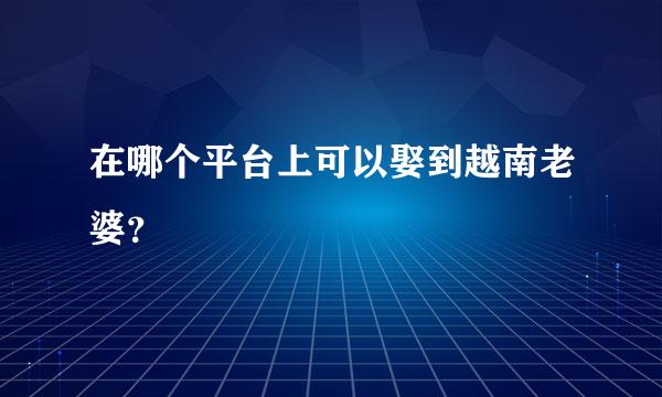 在哪个平台上可以娶到越南老婆？