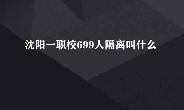 沈阳一职校699人隔离叫什么