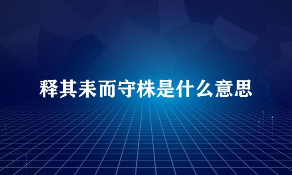 释其耒而守株是什么意思