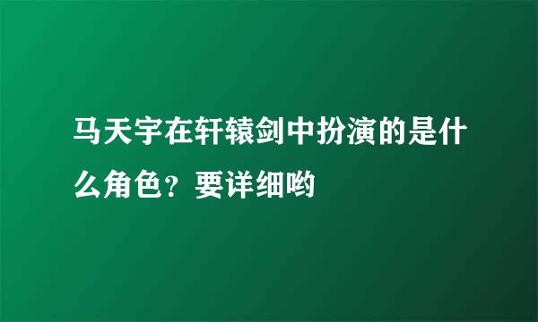 马天宇在轩辕剑中扮演的是什么角色？要详细哟