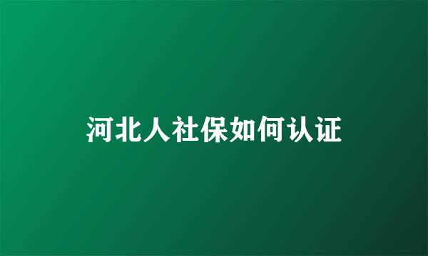 河北人社保如何认证