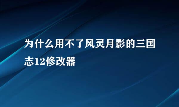 为什么用不了风灵月影的三国志12修改器