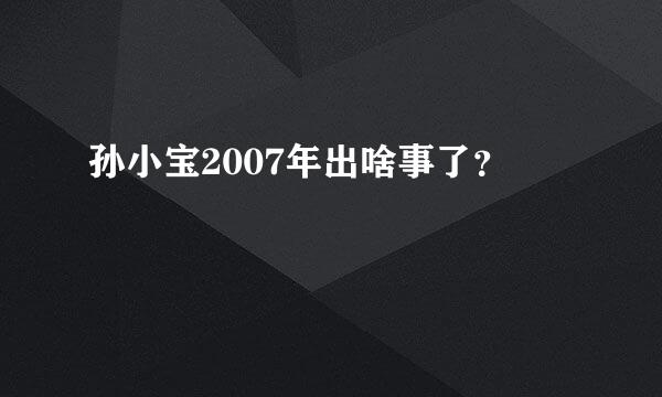 孙小宝2007年出啥事了？