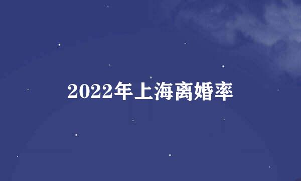 2022年上海离婚率