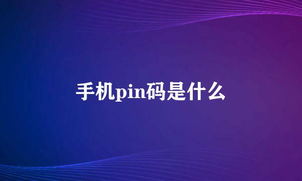 手机pin码是什么