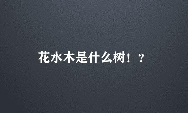 花水木是什么树！？