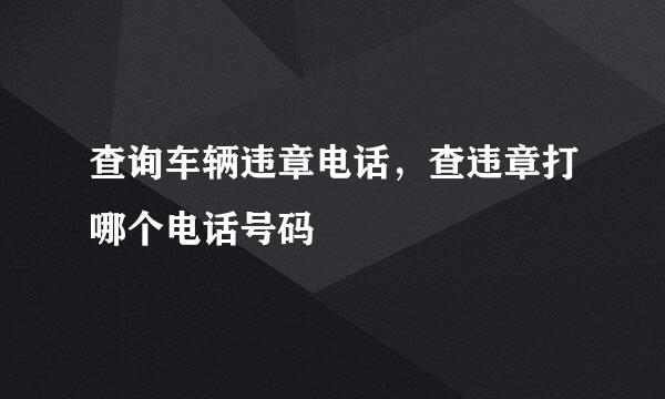 查询车辆违章电话，查违章打哪个电话号码