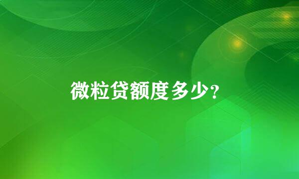 微粒贷额度多少？