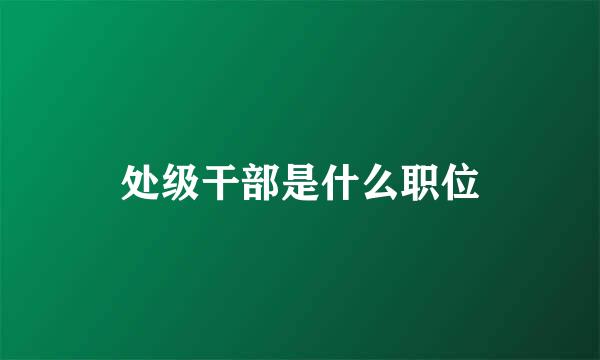 处级干部是什么职位