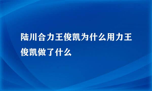 陆川合力王俊凯为什么用力王俊凯做了什么