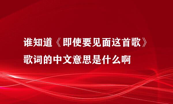 谁知道《即使要见面这首歌》歌词的中文意思是什么啊