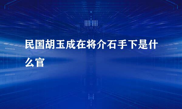 民国胡玉成在将介石手下是什么官