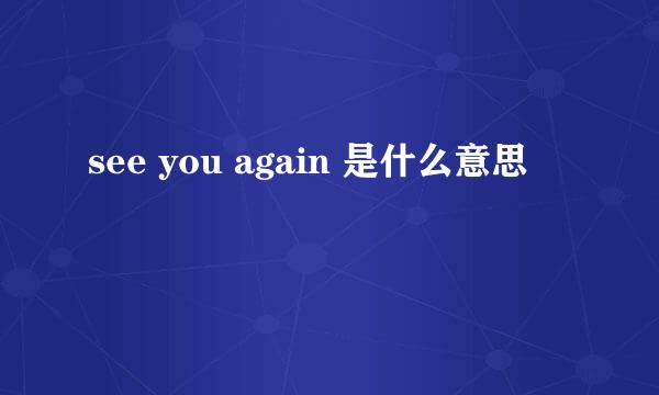 see you again 是什么意思