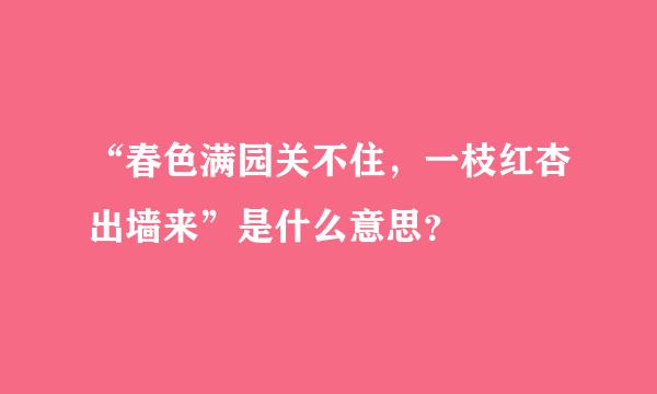 “春色满园关不住，一枝红杏出墙来”是什么意思？