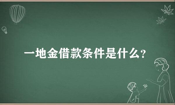 一地金借款条件是什么？