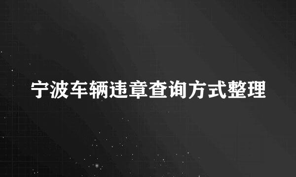 宁波车辆违章查询方式整理