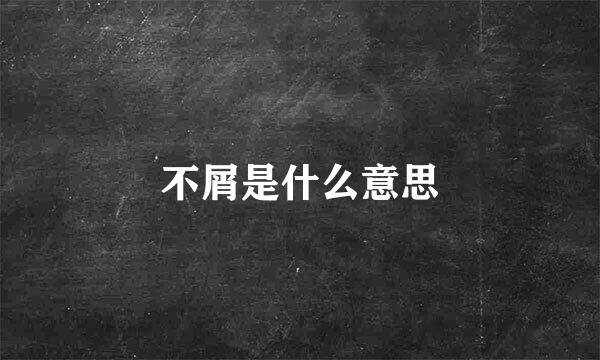 不屑是什么意思