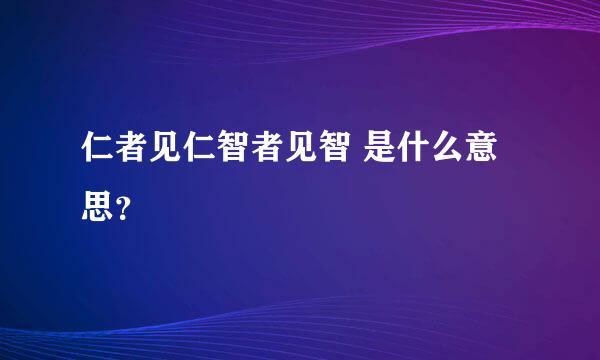 仁者见仁智者见智 是什么意思？