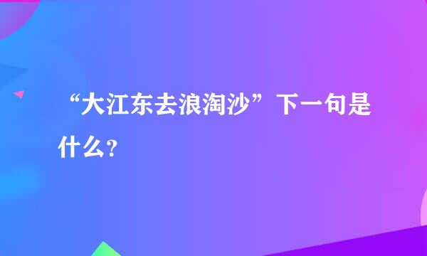 “大江东去浪淘沙”下一句是什么？