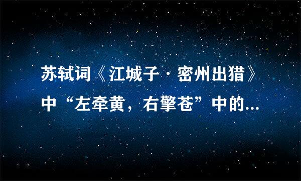 苏轼词《江城子·密州出猎》中“左牵黄，右擎苍”中的“苍”是指苍鹰还是苍天？