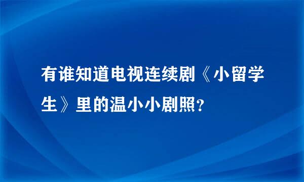 有谁知道电视连续剧《小留学生》里的温小小剧照？