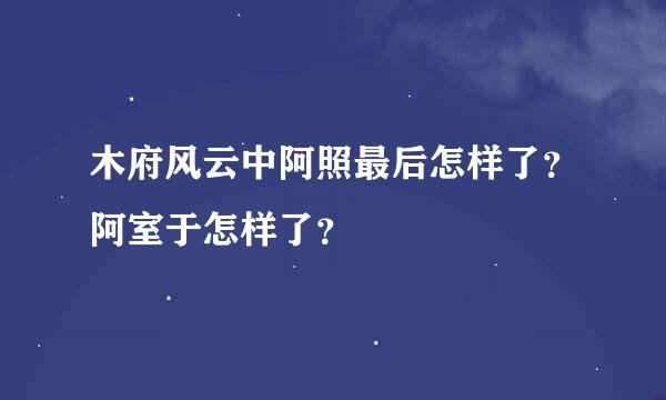 木府风云中阿照最后怎样了？阿室于怎样了？