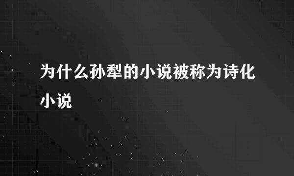 为什么孙犁的小说被称为诗化小说