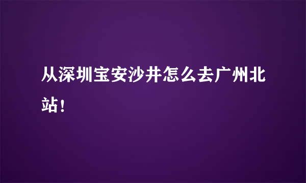 从深圳宝安沙井怎么去广州北站！