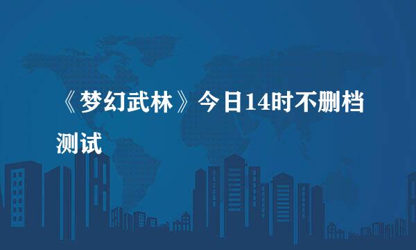 《梦幻武林》今日14时不删档测试