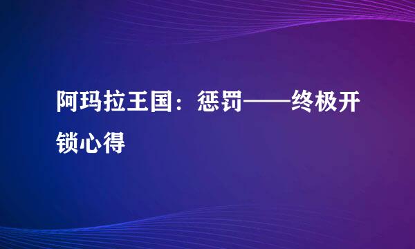 阿玛拉王国：惩罚——终极开锁心得